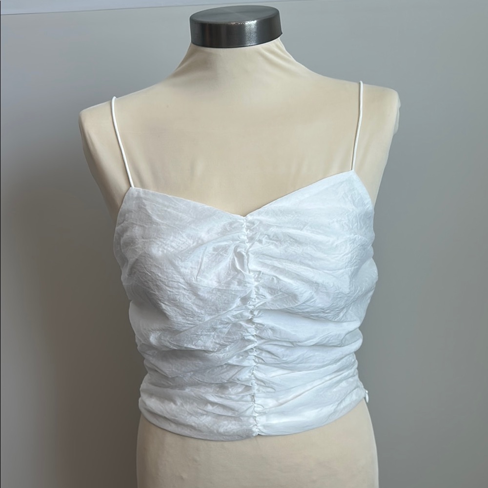 Elegant White Ruched Camisole Top